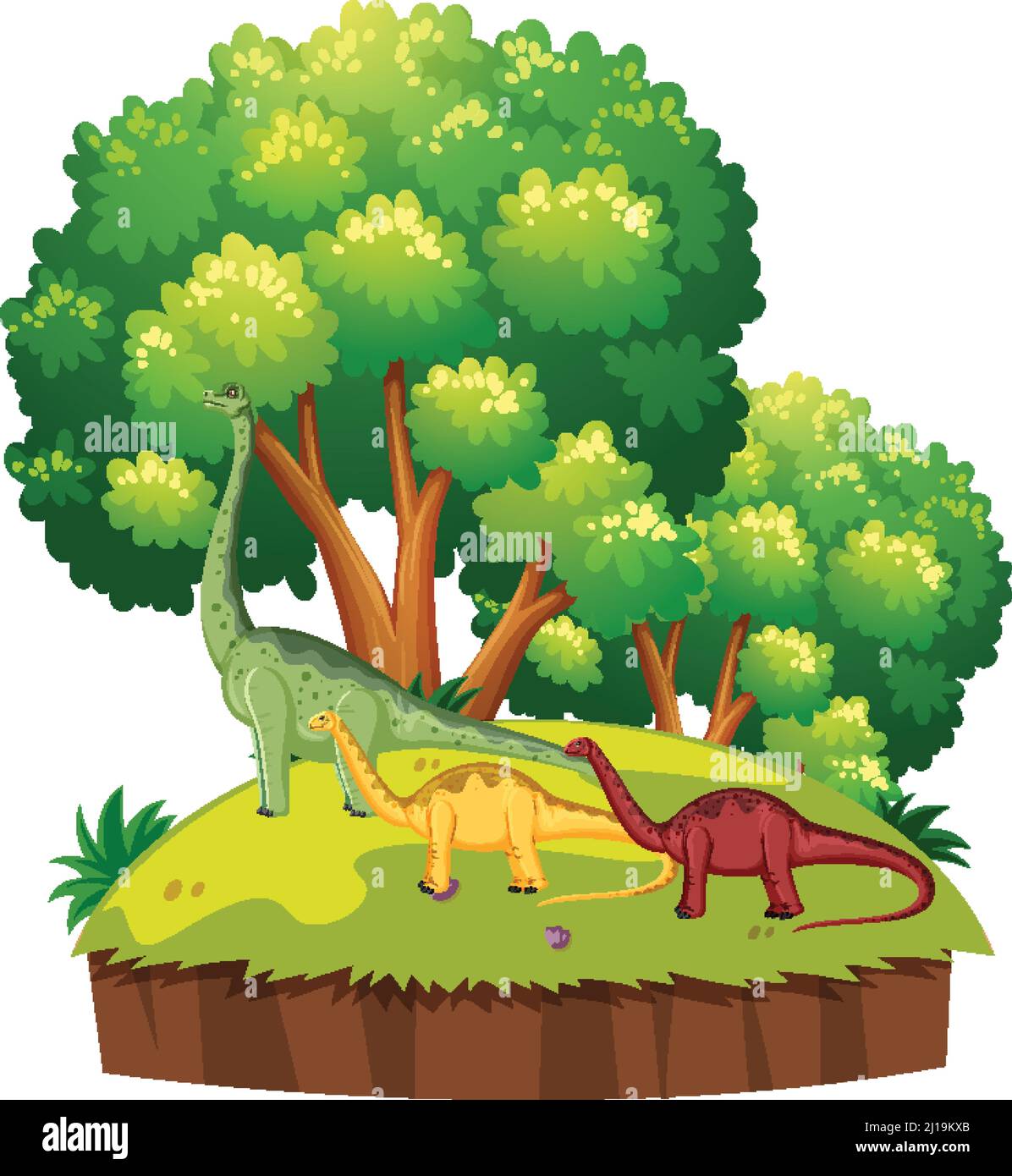Scene with dinosaurs in forest illustration Stock Vector Image & Art ...