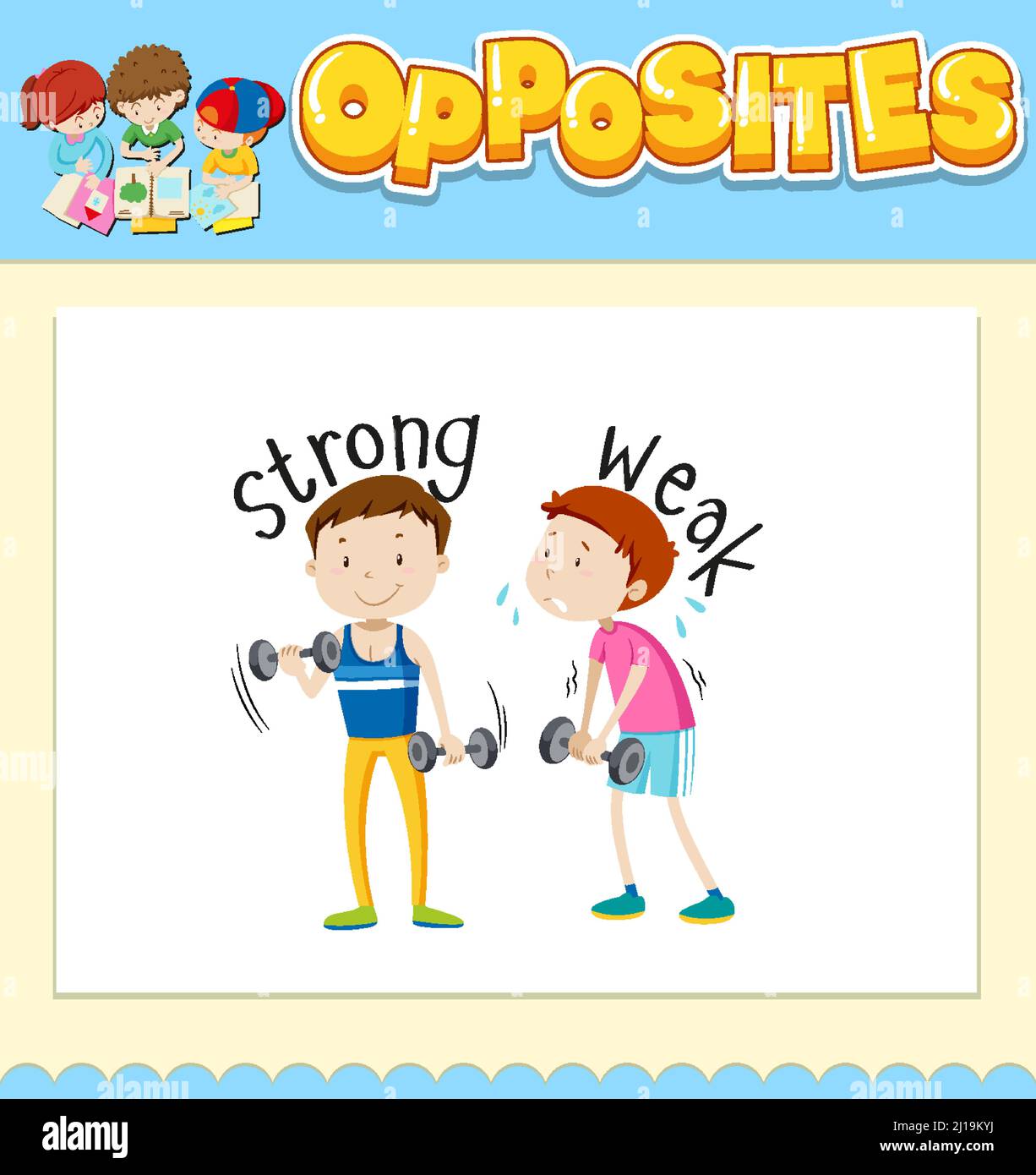 Opposite words for strong and weak illustration Stock Vector Image ...