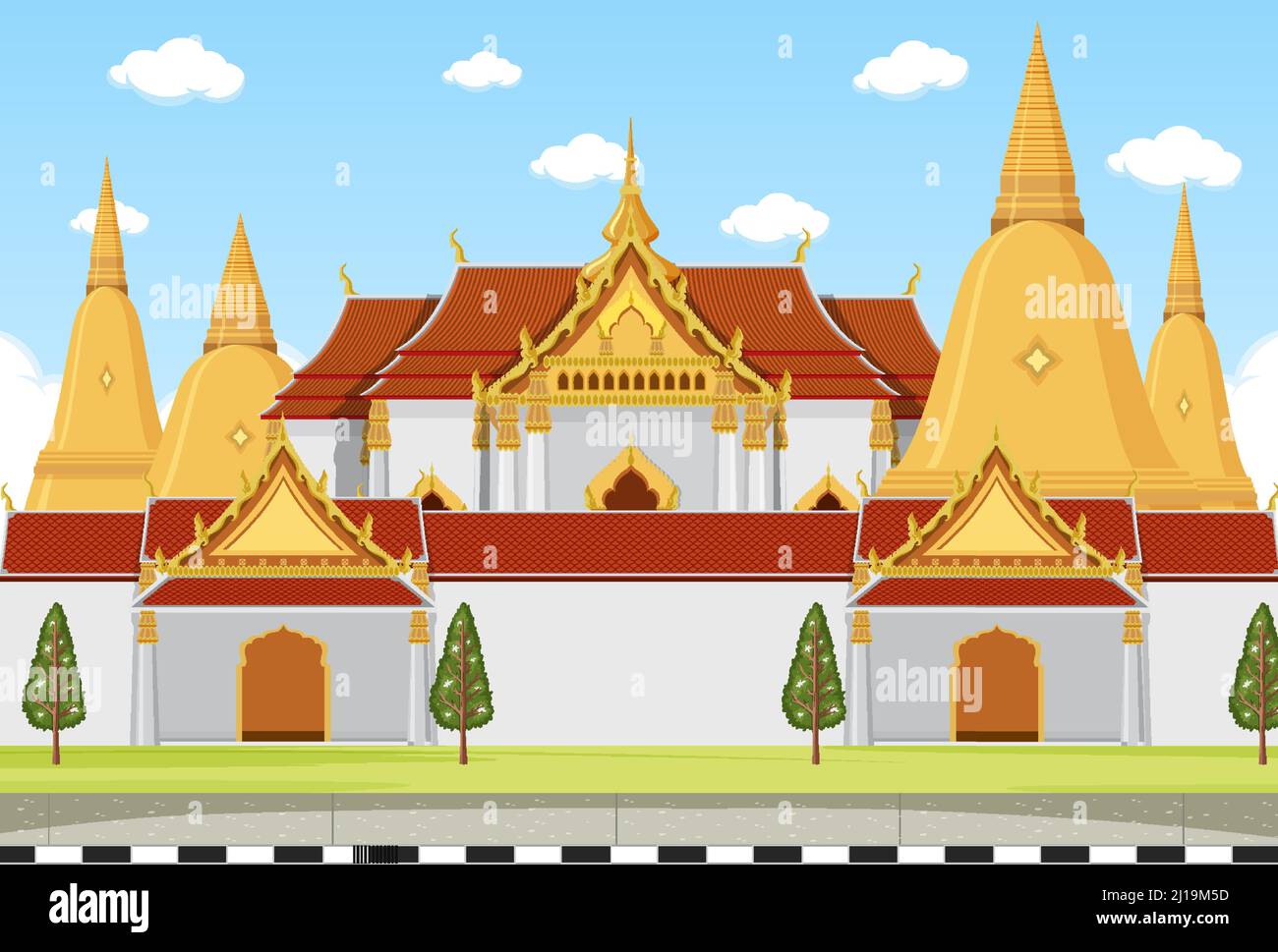 Thailand iconic tourism attraction background illustration Stock Vector ...