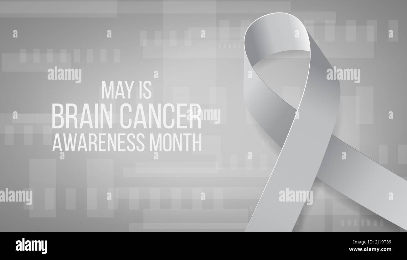 brain-cancer-awareness-month-concept-banner-with-text-and-grey-ribbon