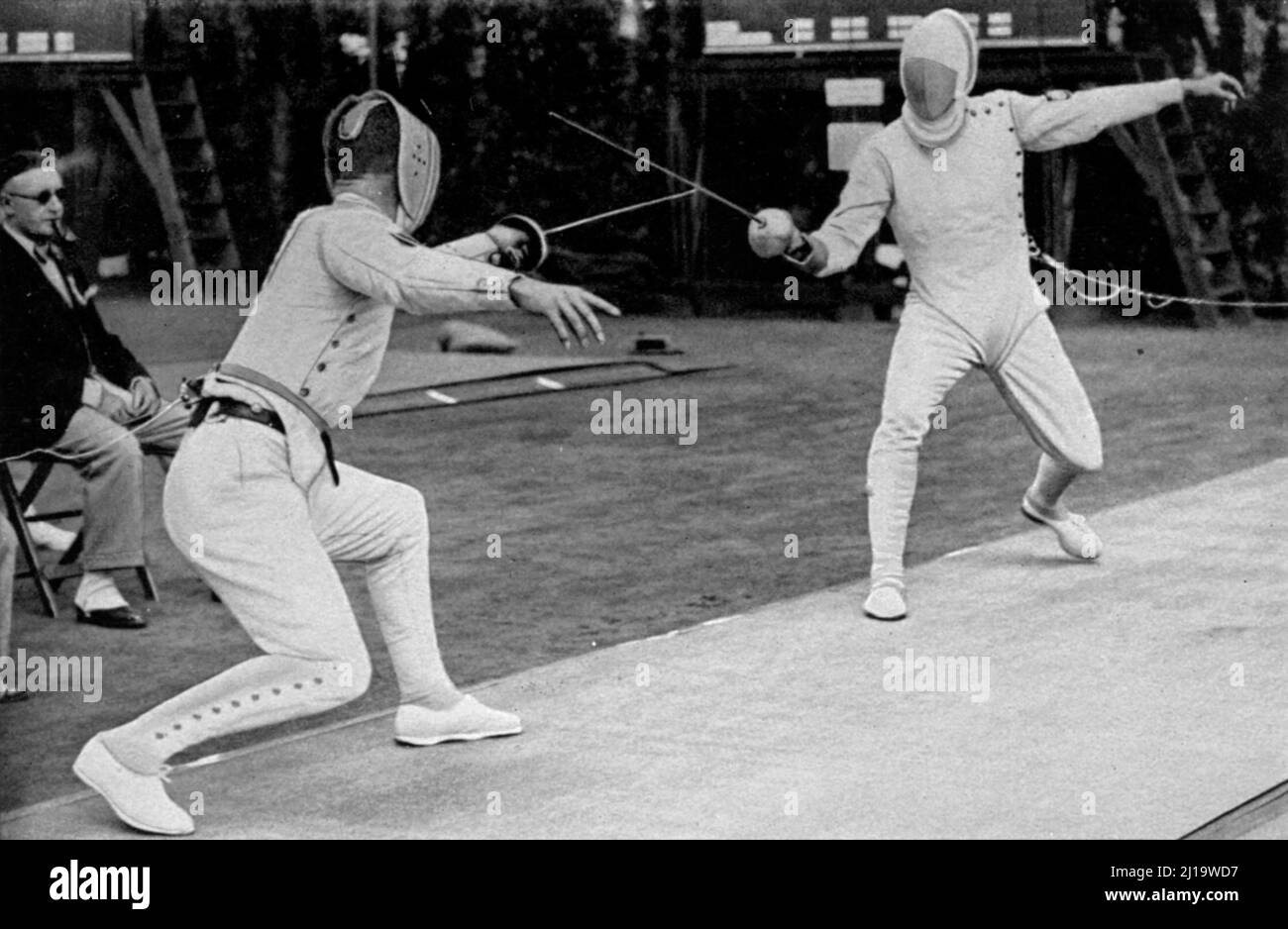 Pentathlon, Fencing in the Modern Pentathlon Handrick (Germany) and Bramfeld (Germany) in Combat Stock Photo