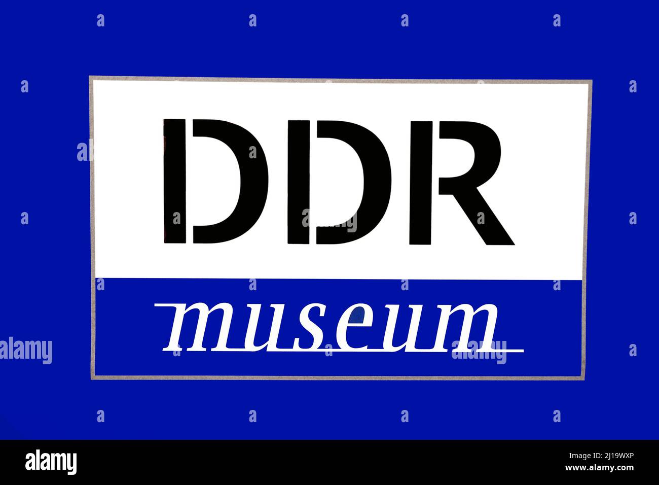 Sign with the inscription DDR Museum, Karl-Liebknecht-Strasse, Berlin, Germany Stock Photo