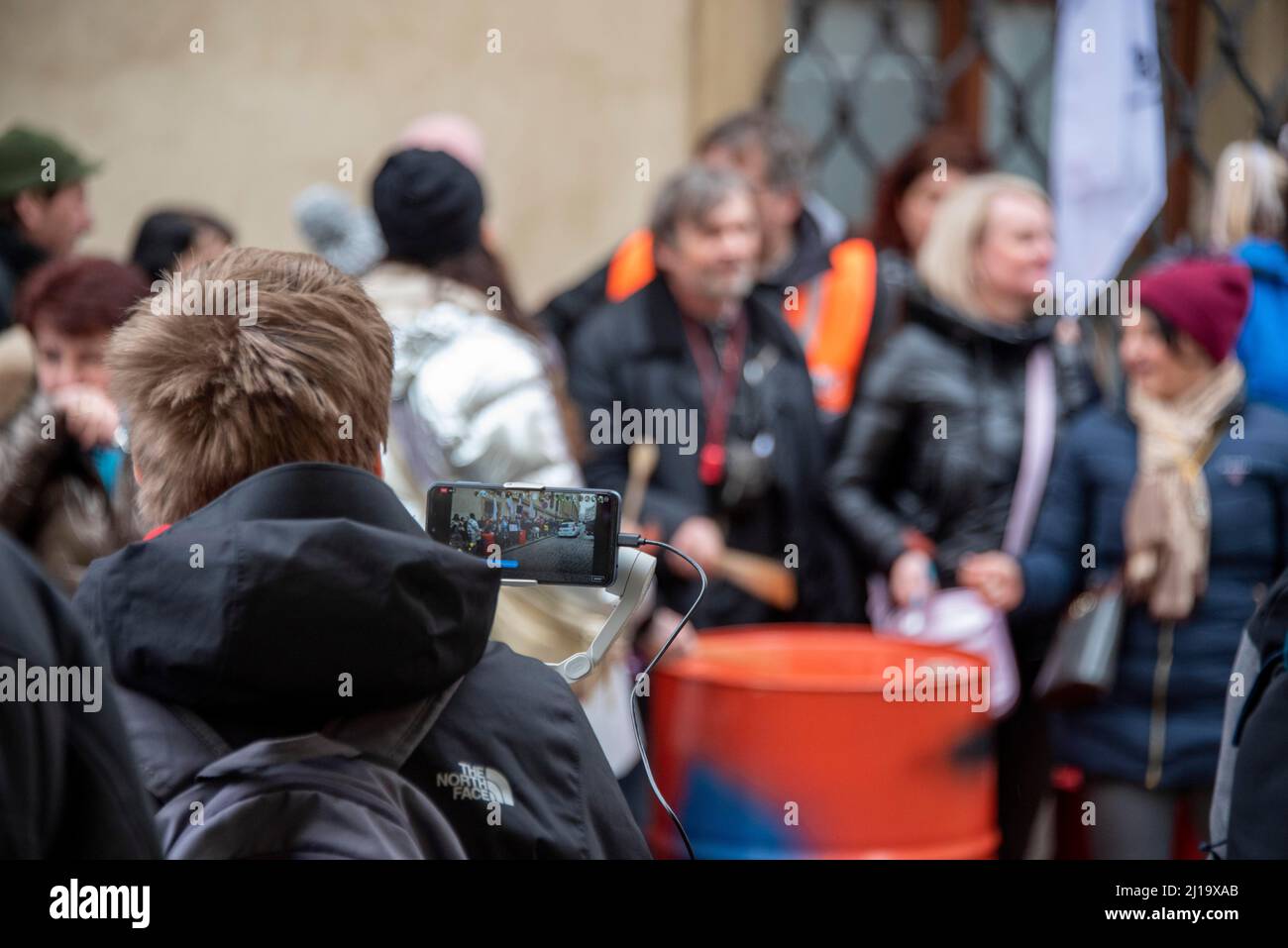 Protest against Corona measures, Prague, Czech Republic Stock Photo