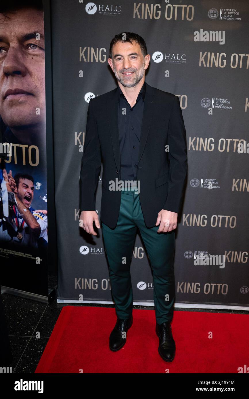 New York, USA. 23rd Mar, 2022. Georgios Karagounis attends the premiere of “King Otto” at the Museum of Modern Art in New York, New York, on Mar. 23, 2022. (Photo by Gabriele Holtermann/Sipa USA) Credit: Sipa USA/Alamy Live News Stock Photo