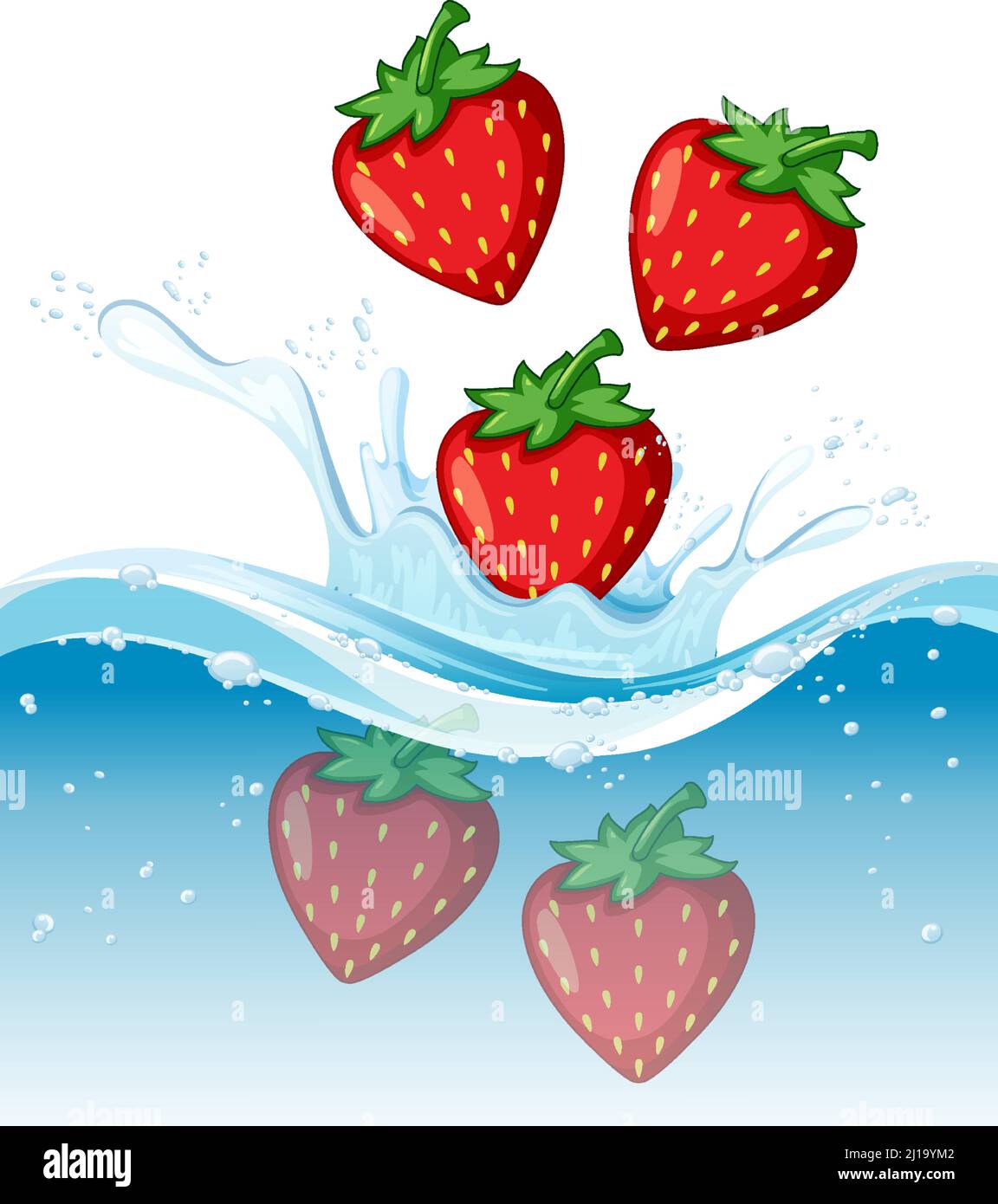 A water splash with strawberry on white background illustration Stock ...