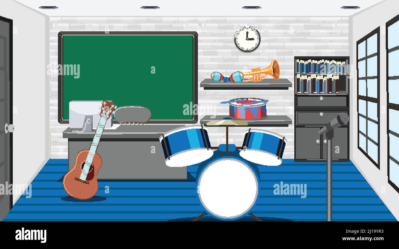 School music classroom interior concept illustration Stock Vector Image