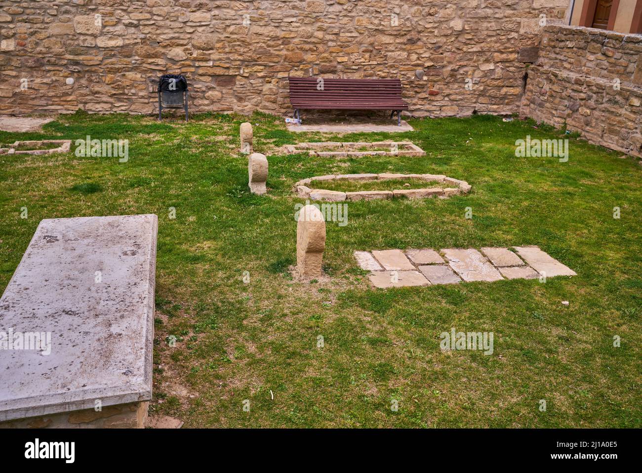 Sanguesa, Navarra Spain march 6 2022, medieval cemetery of Santa Maria Stock Photo