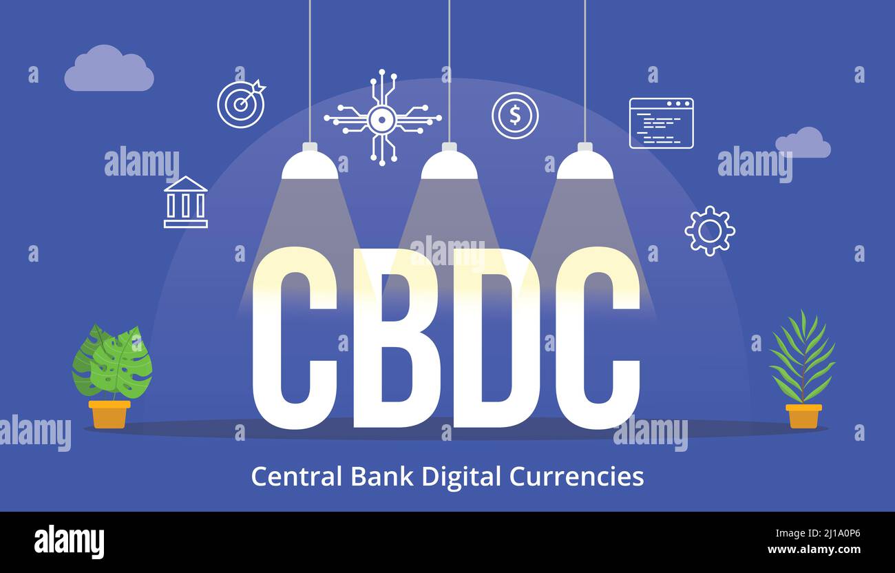 cbdc central bank digital currencies concept with icon and big word ...
