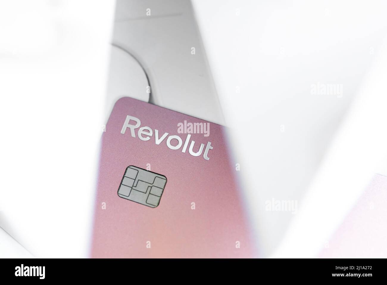 Illustrative editorial photograph of Revolut Visa Infinite card Stock Photo