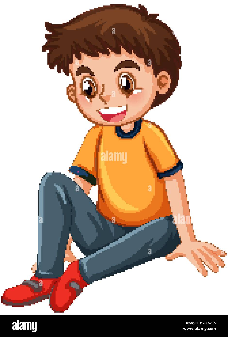 A happy boy sitting on white background illustration Stock Vector Image ...