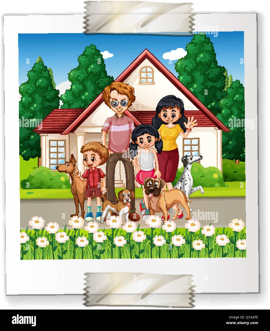 A photo of happy family on white backgound illustration Stock Vector ...