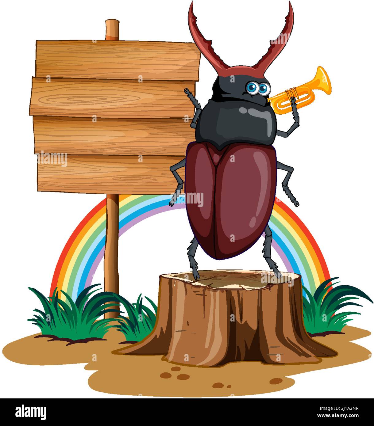 Sign board with beetle on white background illustration Stock Vector ...