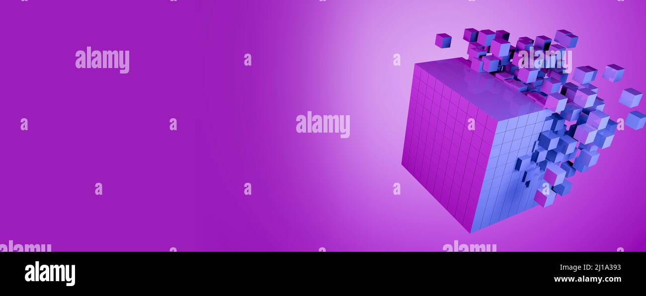 3d cube abstract banner background. Technology futuristic geometric