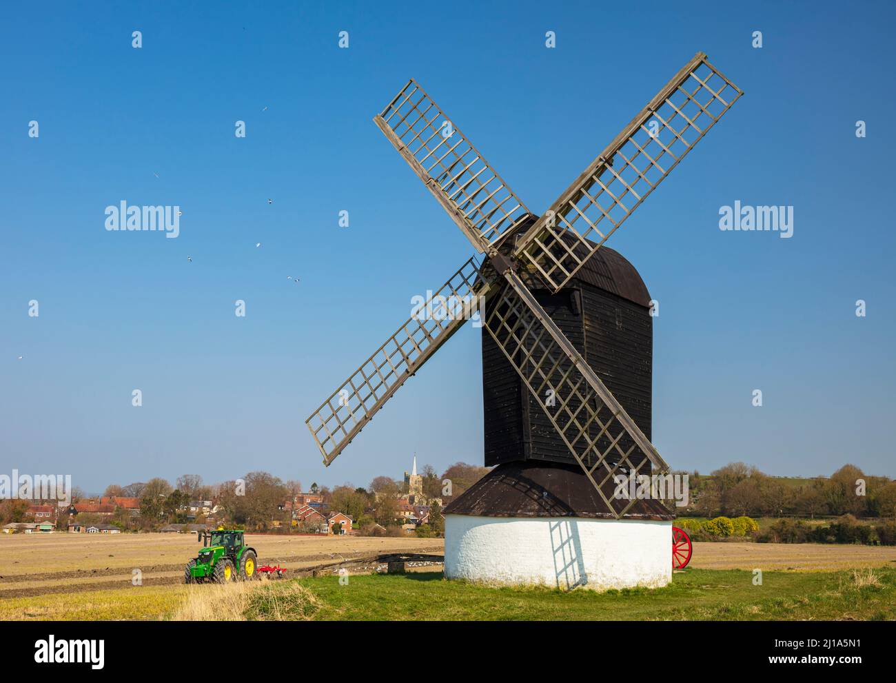 Pitstone Windmill, Ivinghoe, Pitstone, the Chilterns, Buckinghamshire, England, UK. Stock Photo