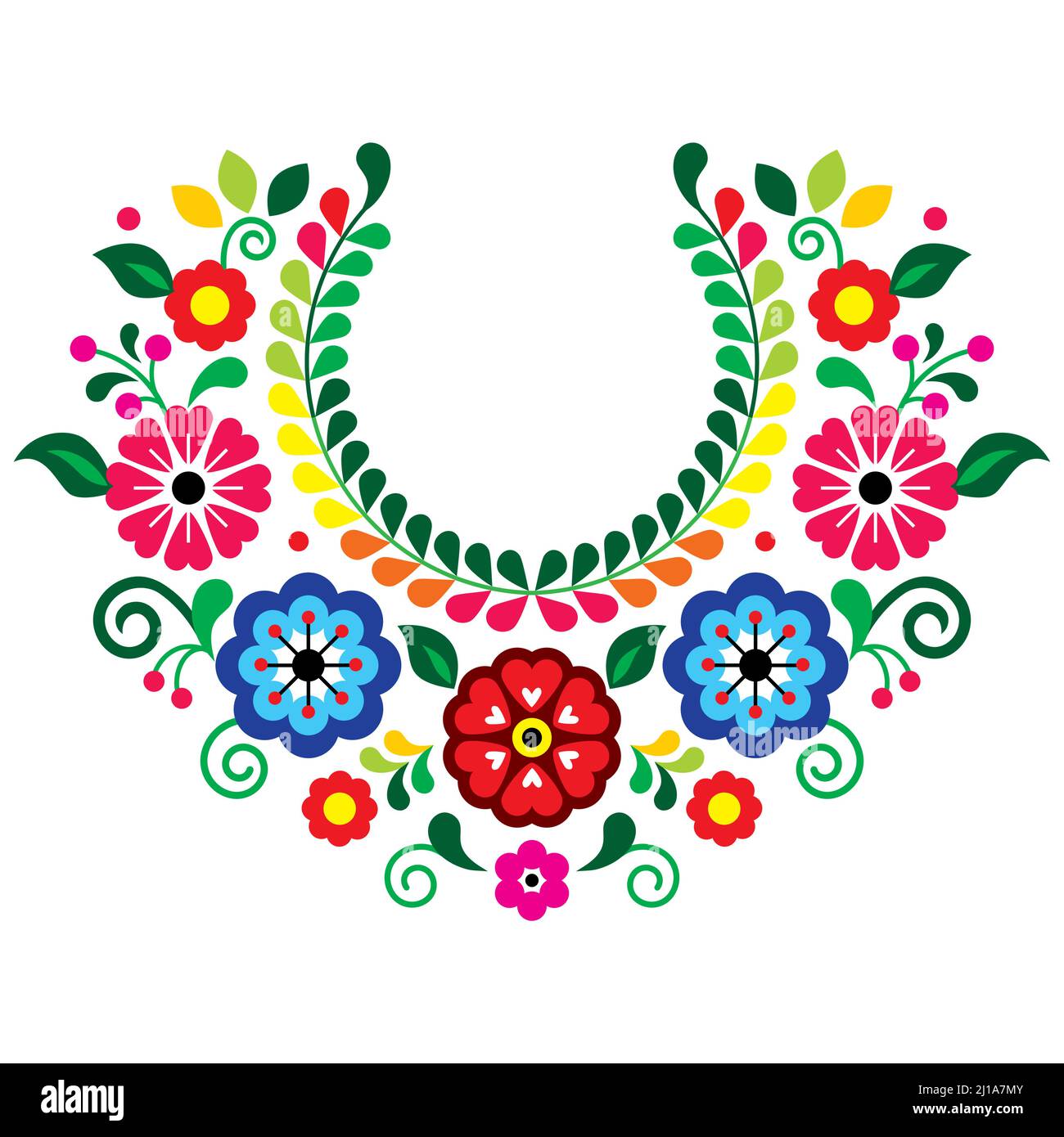 Mexican traditional folk art style vector pattern with flowers, wreath  shaped floral design inspired by traditional embroidery from Mexico Stock  Vector Image & Art - Alamy
