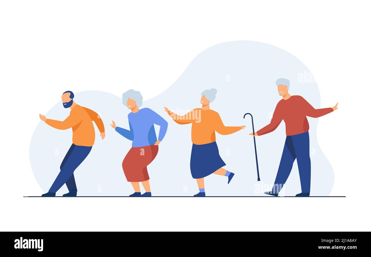 Happy senior people dancing at party. Cartoon grey haired old men and women  enjoying music in club, having fun . Vector illustration for age, hobby, j  Stock Vector Image & Art - Alamy