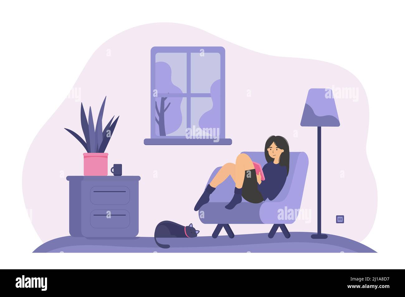 Cartoon illustration relaxed woman enjoying hi-res stock photography and  images - Alamy