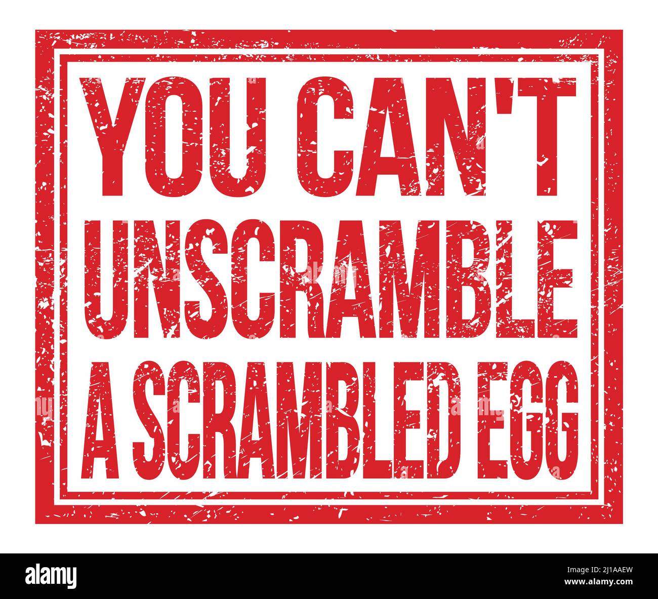 YOU CAN'T UNSCRAMBLE A SCRAMBLED EGG, written on red grungy stamp sign