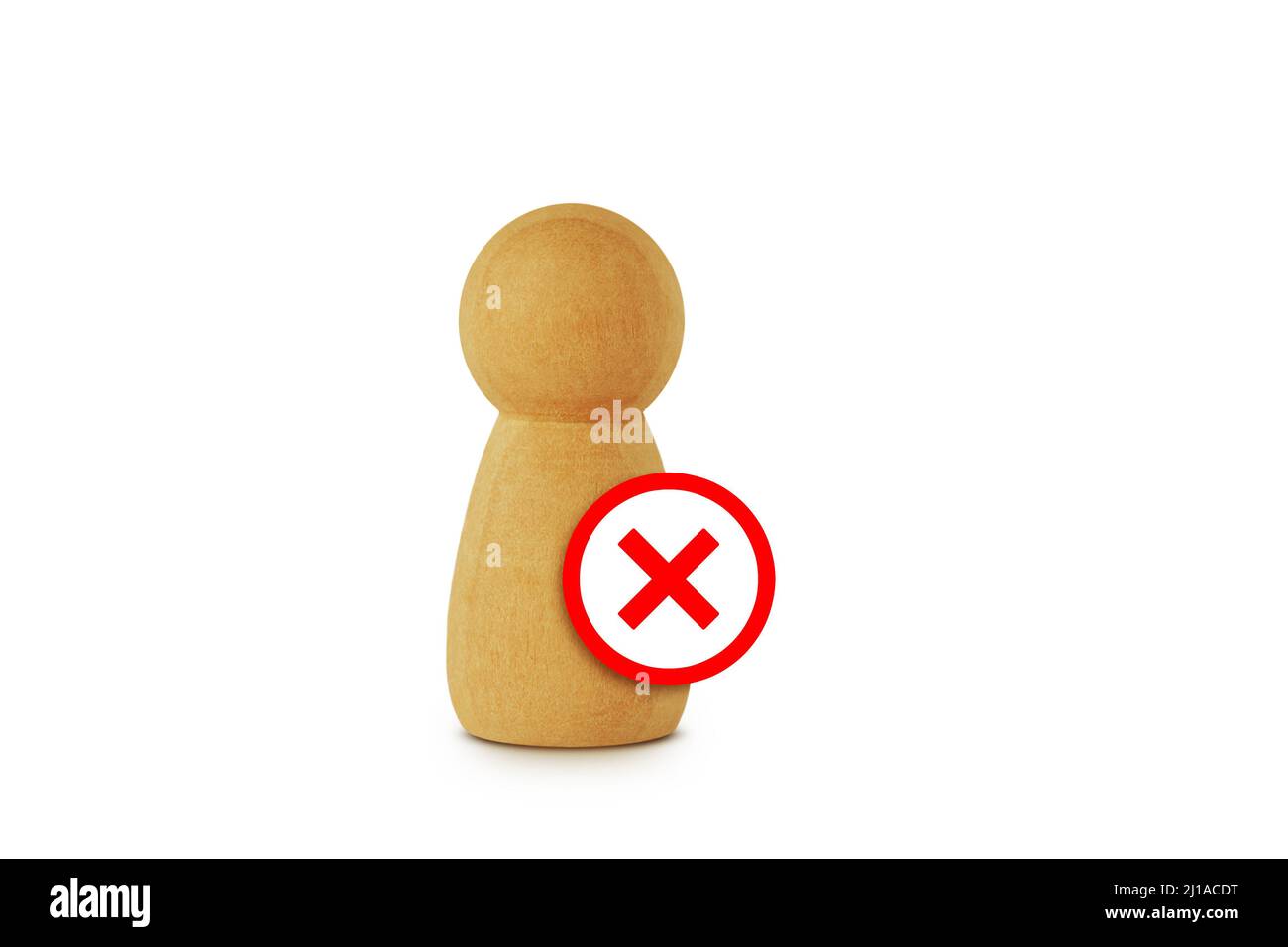 Pawn with x check mark sign - Concept of deleting user profile Stock Photo