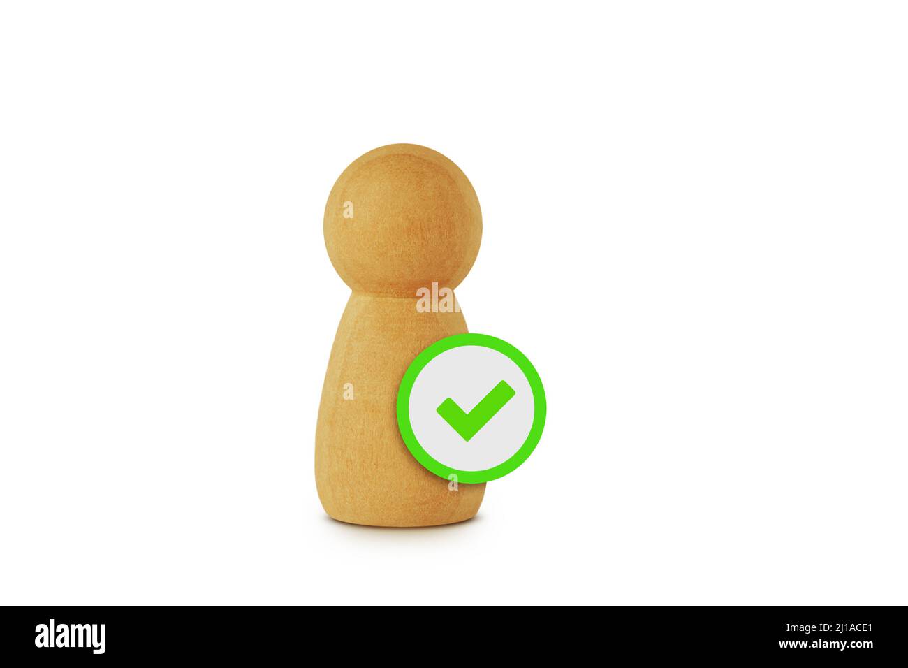 Pawn with check mark sign - Concept of approved user profile Stock Photo