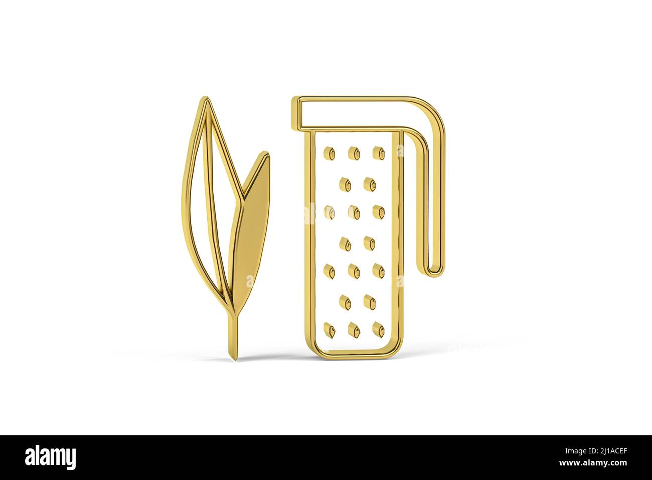 Golden 3d tea infuser icon isolated on white background - 3d render ...