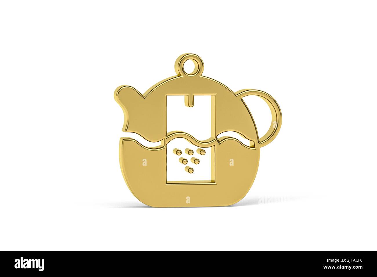 Golden 3d tea infuser icon isolated on white background - 3d render ...
