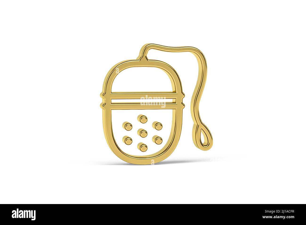 Golden 3d tea infuser icon isolated on white background - 3d render ...