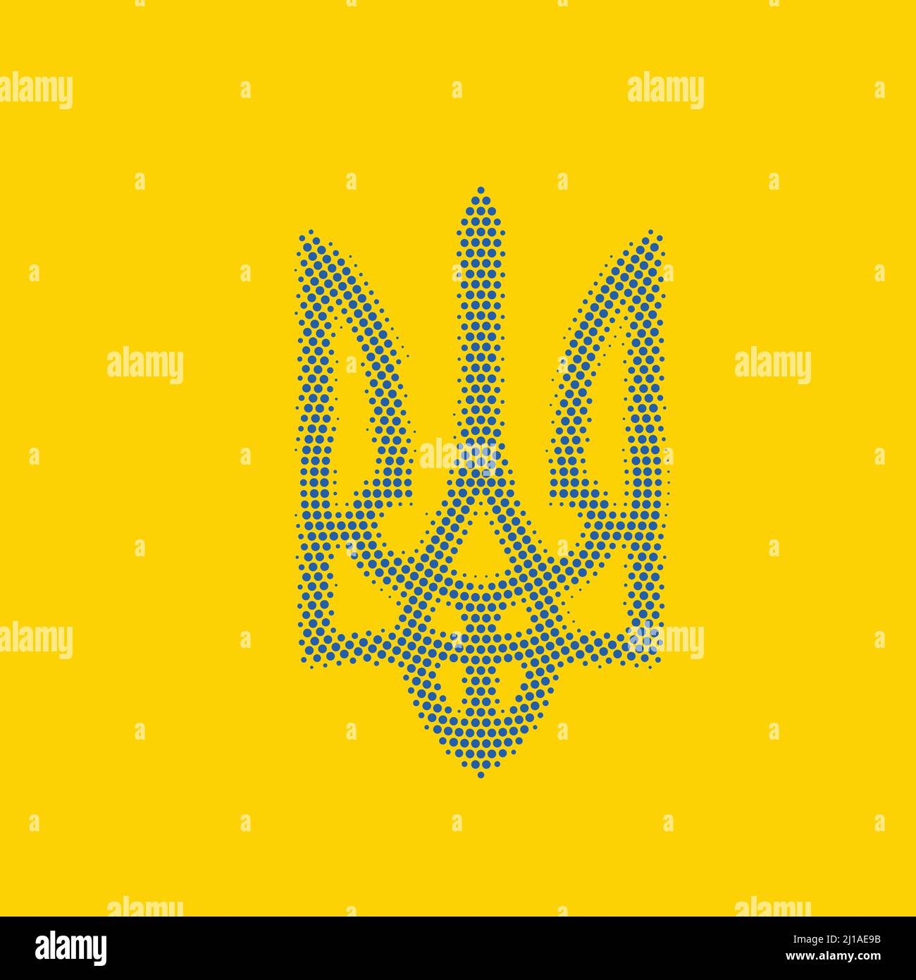 Halftone Coat Of Arms Ukraine In National Blue And Yellow Color. And ...