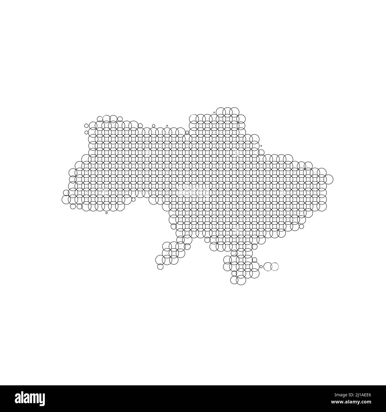 Ukrainian map made out of overlapping circles. Design element. Stock vector illustration isolated Stock Vector