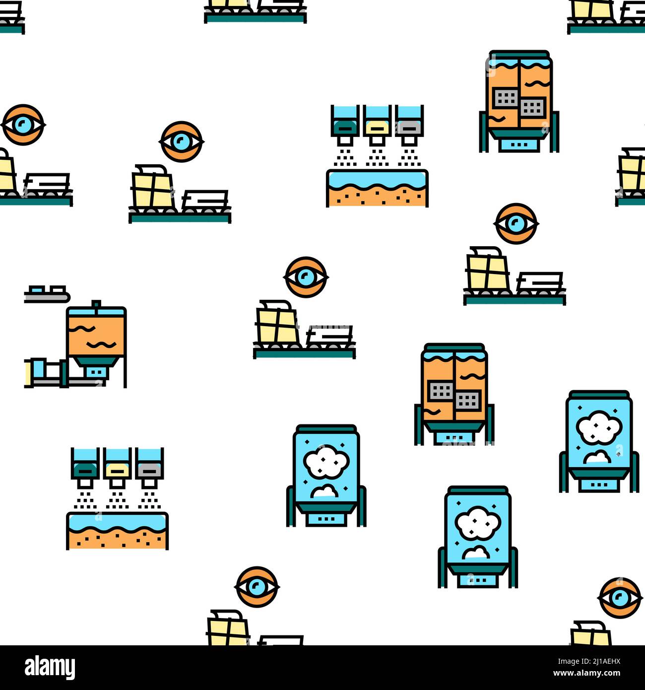 Paper Production Plant Vector Seamless Pattern Stock Vector Image & Art ...