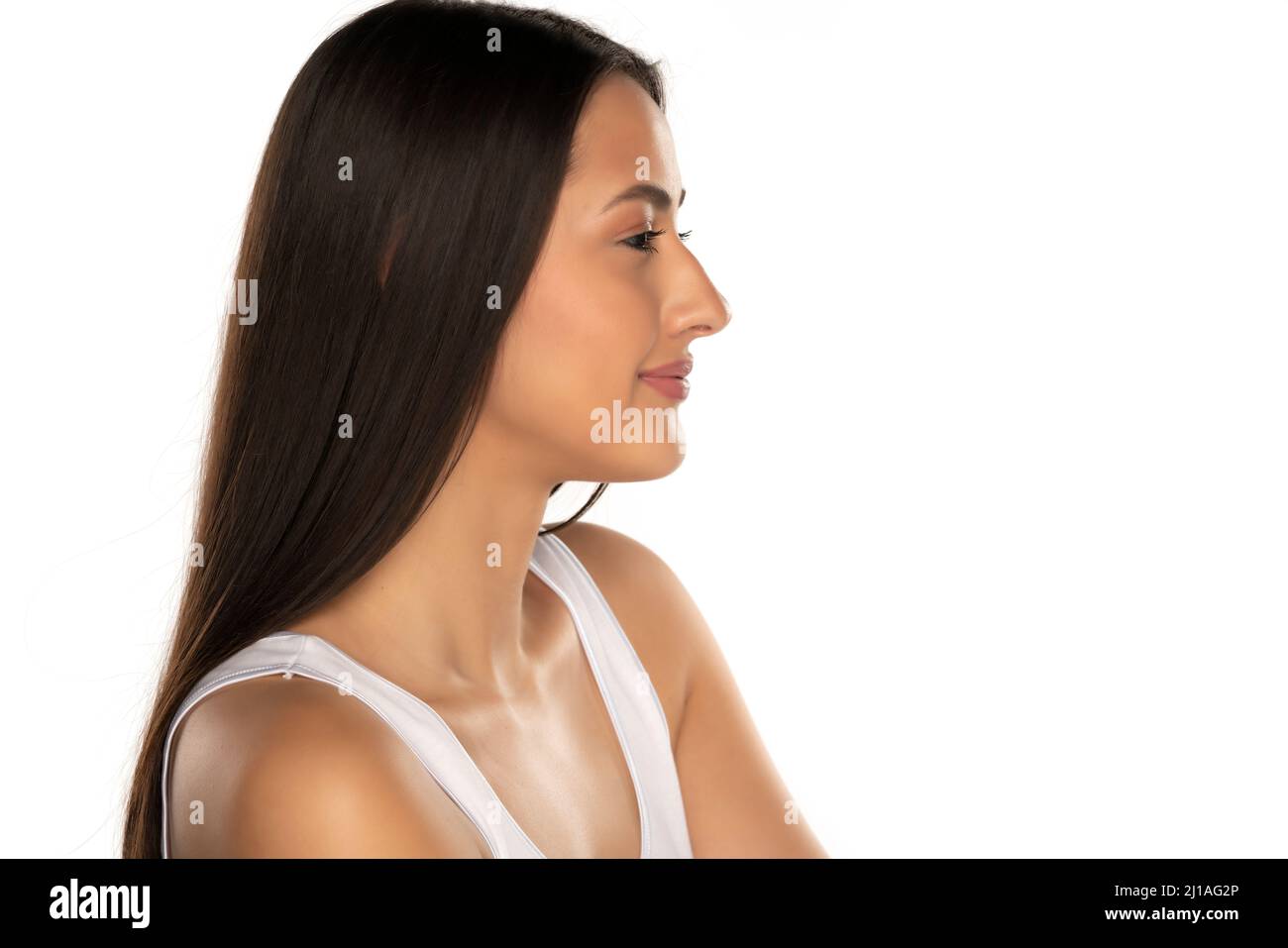 Black woman long hair profile hi-res stock photography and images - Alamy