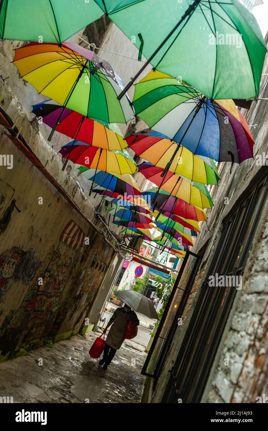 Instagram Worthy Umbrellas next to Timothy Cafe, Jalan Tun HS Lee, Kuala Lumpur Stock Photo