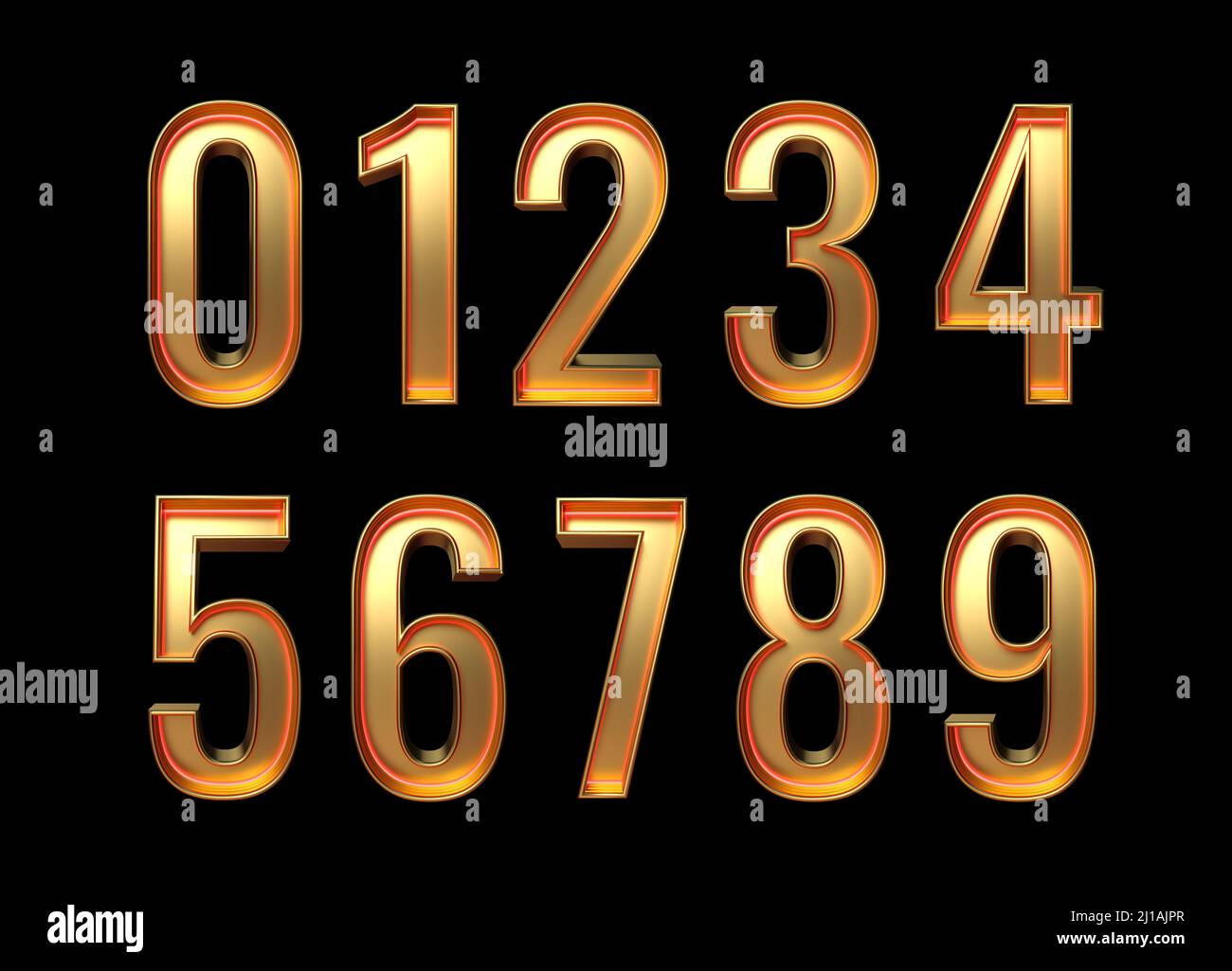 Alphabet. Retro 3d numbers isolated on a black background with Clipping Path. 3d illustration. Stock Photo
