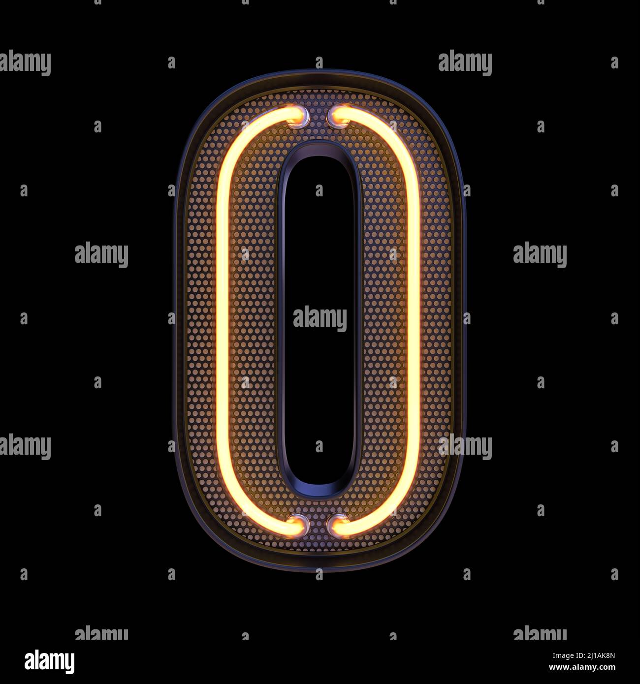 Neon retro Light Alphabet letter O isolated on a black background with