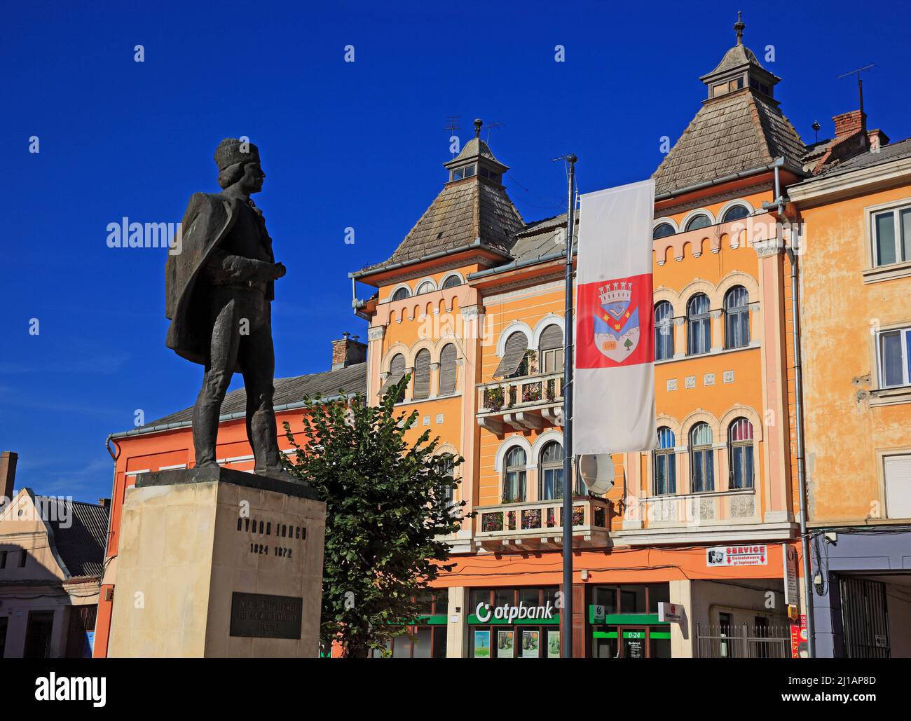 Stadtzentrum, Statue von Avram Iancu, ein rumänischer Rechtsanwalt und Revolutionär, Turda, deutsch Thorenburg, eine Stadt im Kreis Cluj in Siebenbürg Stock Photo