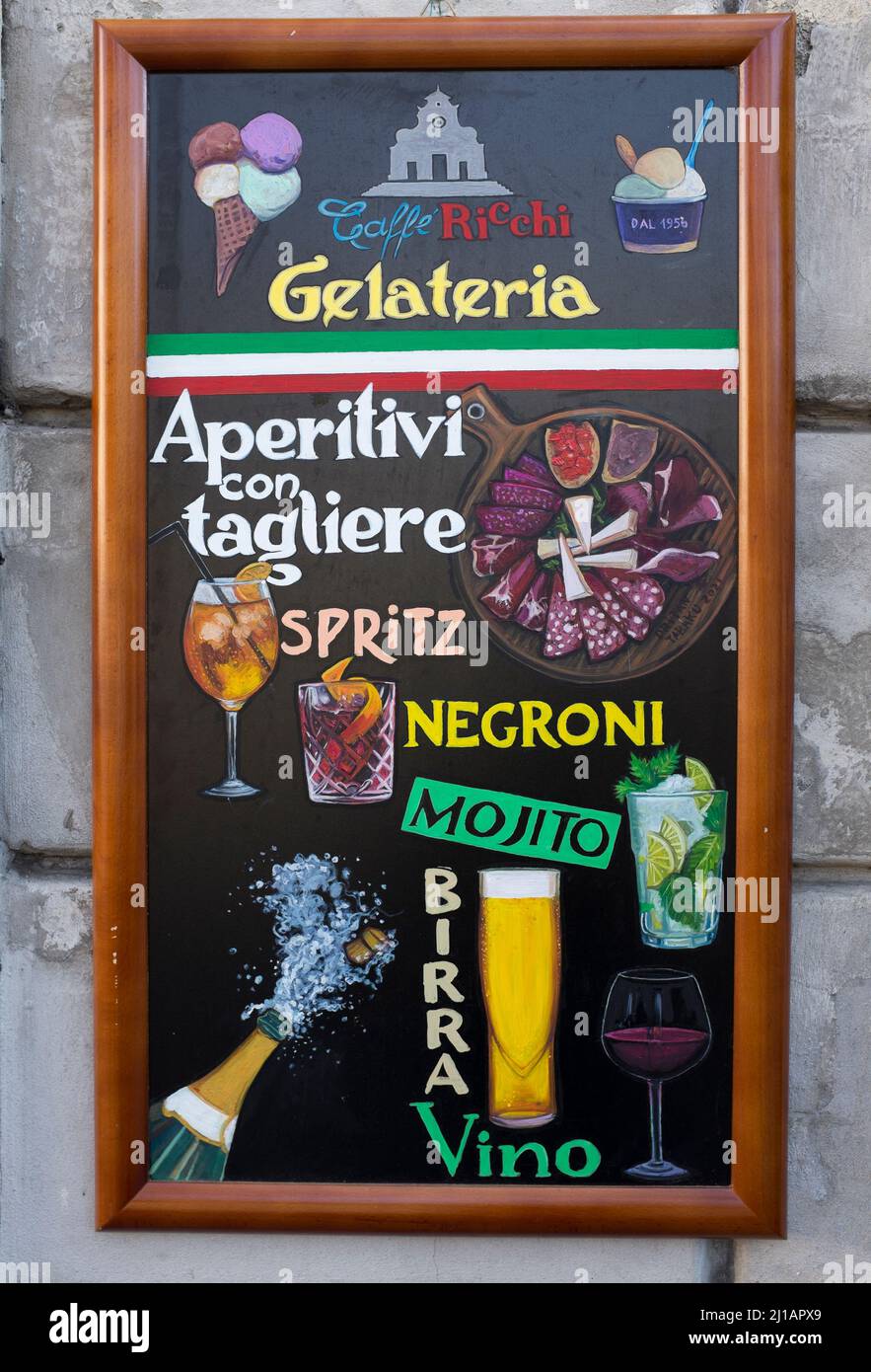 Bar Menu Board Florence Italy Stock Photo - Alamy