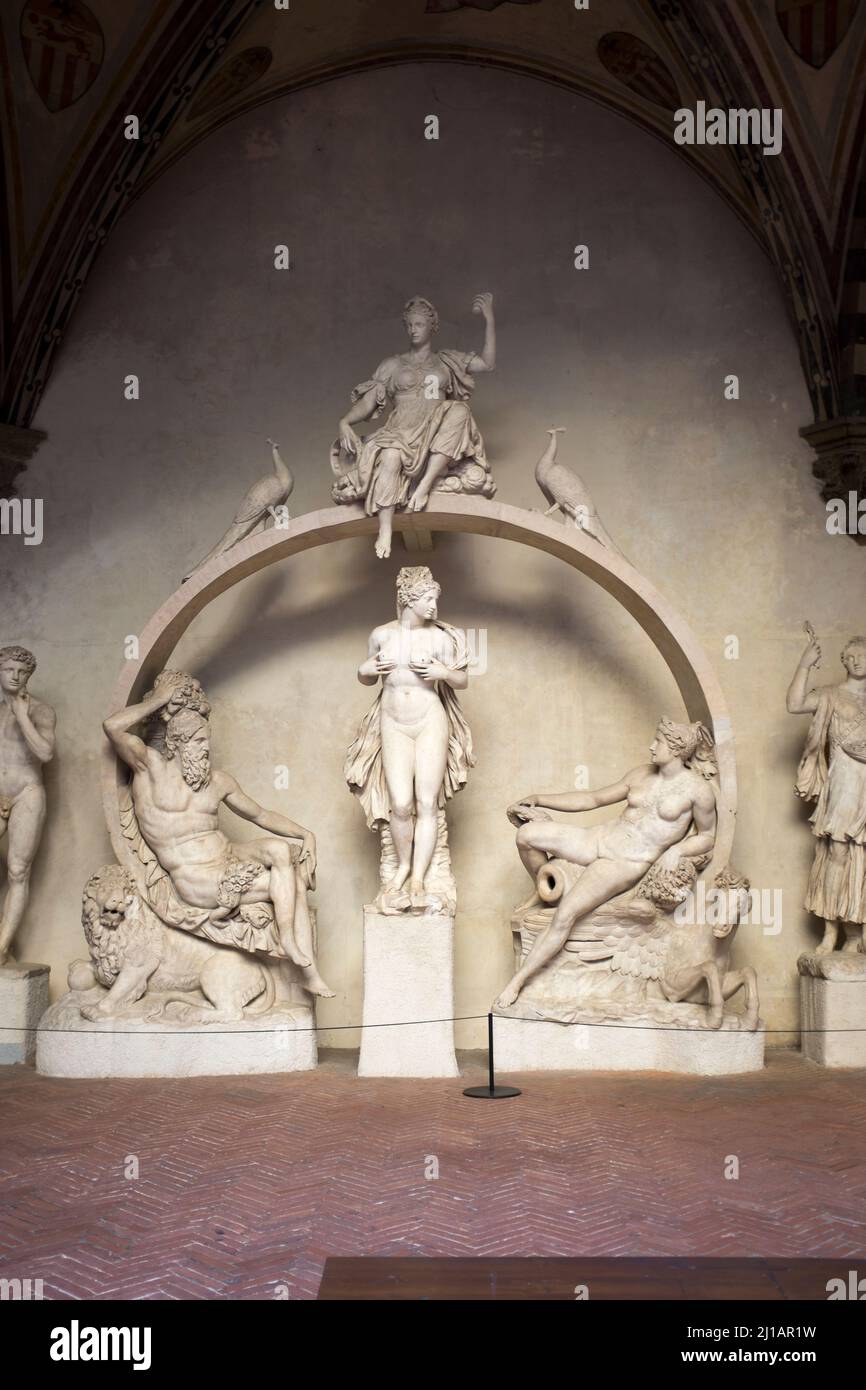 Fountain for the Sala Grande Sculpture in the Courtyard at The Bargello Museum Florence Italy