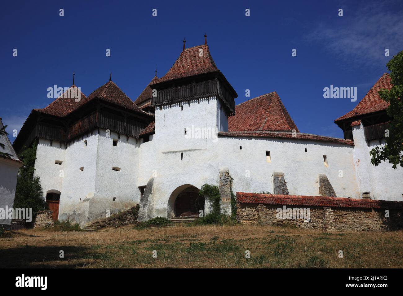 Kirchenburg Deutsch-Weisskirch, Kirche der Evangelischen Kirche Augsburger Bekenntnisses in Rumänien in Viscri, Kreis Brasov, Region Siebenbürgen, Rum Stock Photo