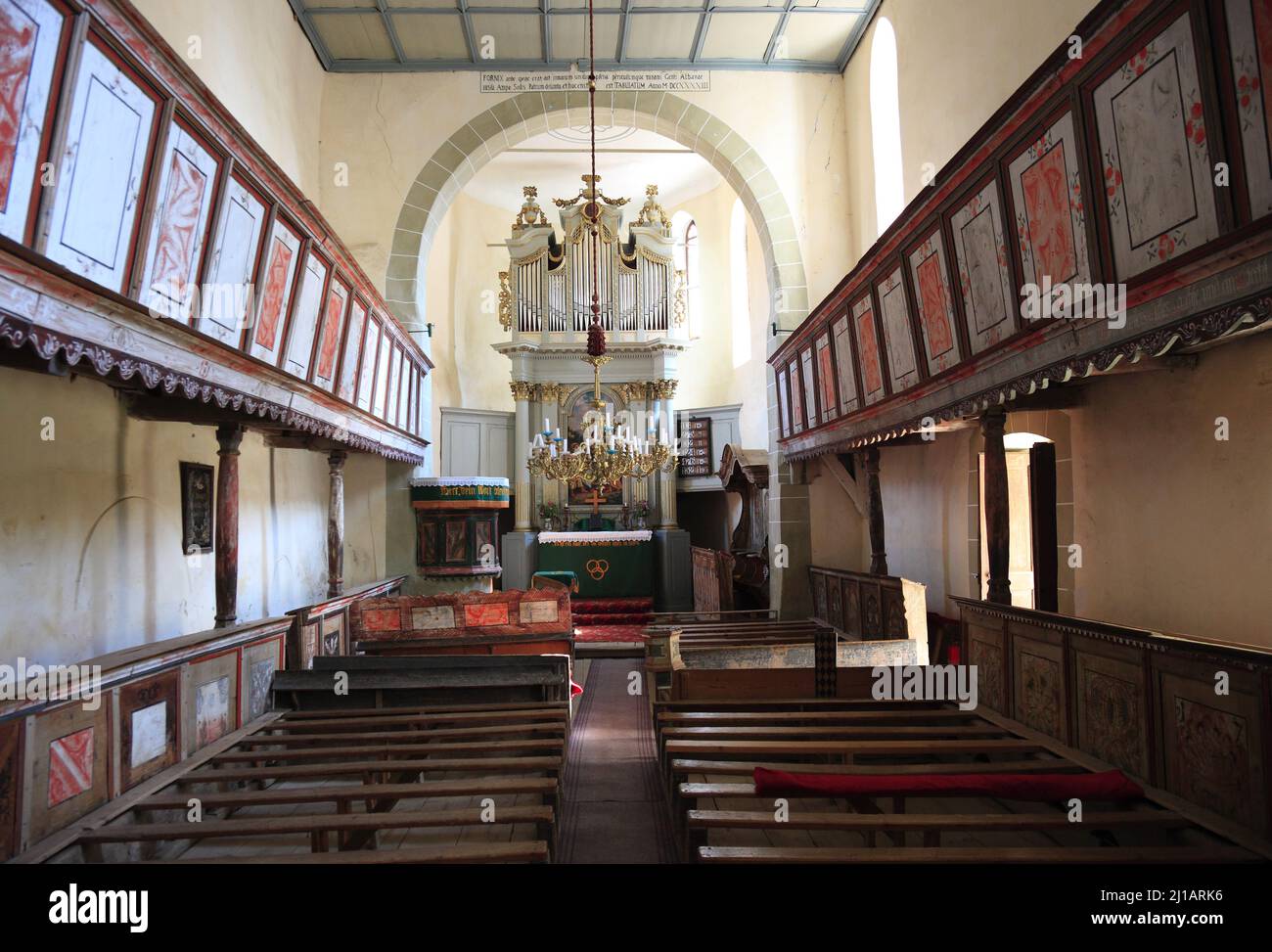 Innenraum der Kirchenburg Deutsch-Weisskirch, Kirche der Evangelischen Kirche Augsburger Bekenntnisses in Rumänien in Viscri, Kreis Brasov, Region Sie Stock Photo