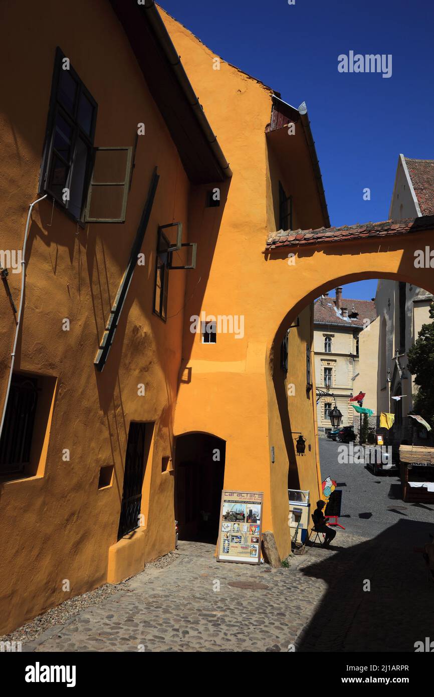 Das so genannte Draculahaus, angeblicher Geburtsort von Vlad III. Draculea, Sighisoara, Schäßburg, Saxoburgum, im Kreis Mures in Siebenbürgen, Rumänie Stock Photo