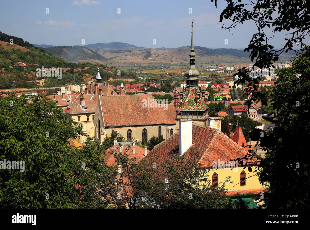 Sighisoara, Schäßburg, Saxoburgum, im Kreis Mures in Siebenbürgen, Rumänien. Ihr historisches Zentrum wurde 1999 zum Unesco-Weltkulturerbe erklärt  / Stock Photo