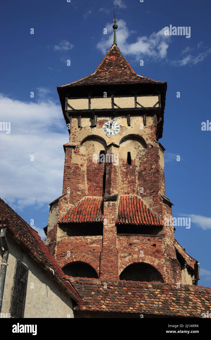 Die Kirchenburg von Wurmloch, erbaut im 14. Jahrhundert, UNESCO-Weltkulturerbe, Valea Viilor, deutsch Wurmloch, ist eine Gemeinde im Kreis Sibiu in Si Stock Photo
