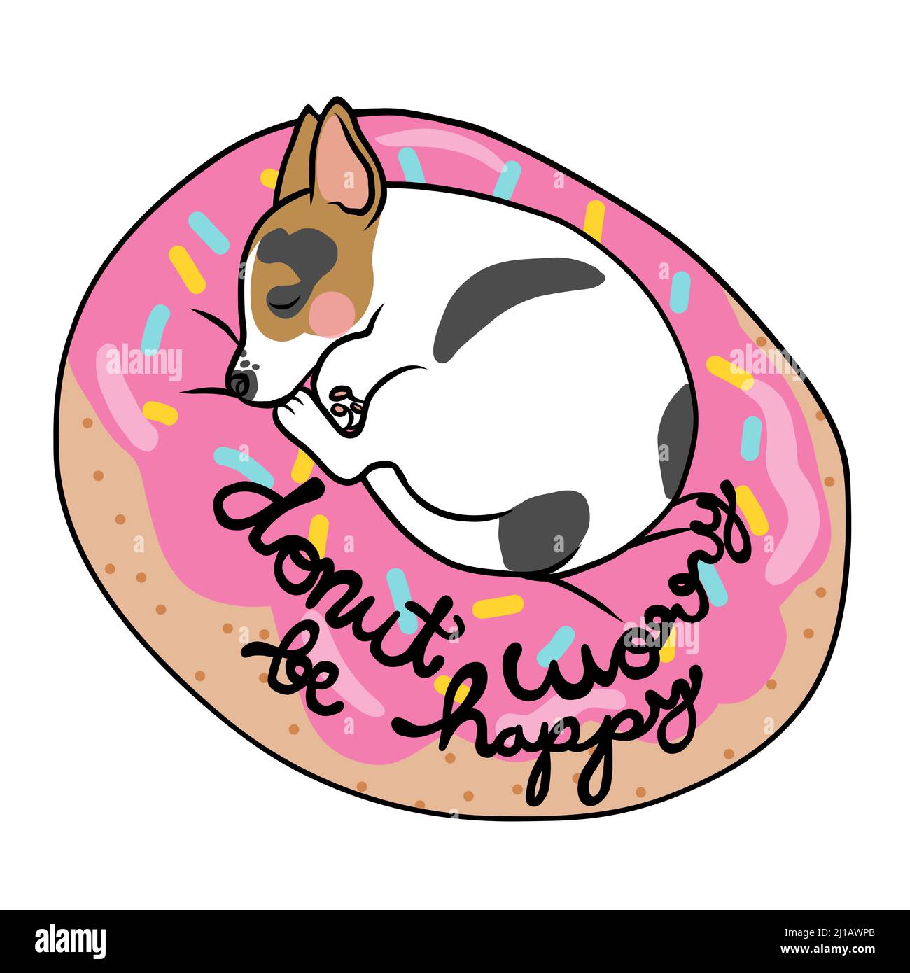 Donut worry be happy, Cute Jack Russell Terrier dog sleeping on donut