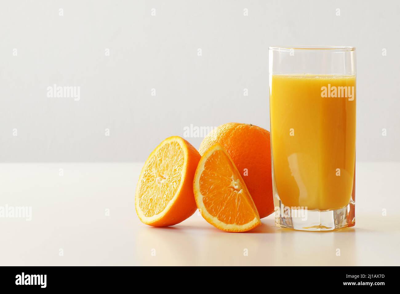 A good breakfast is orange juice. Pictured is a glass of freshly