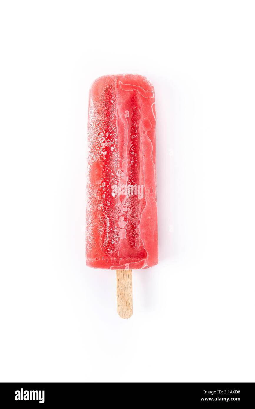 Strawberry popsicle isolated on white background Stock Photo