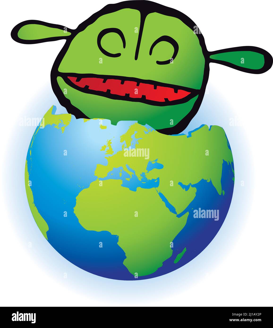 Eat the planet earth, vector illustration Stock Vector