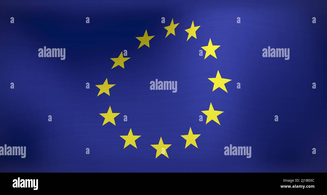 Image of moving and floating flag of eu Stock Photo