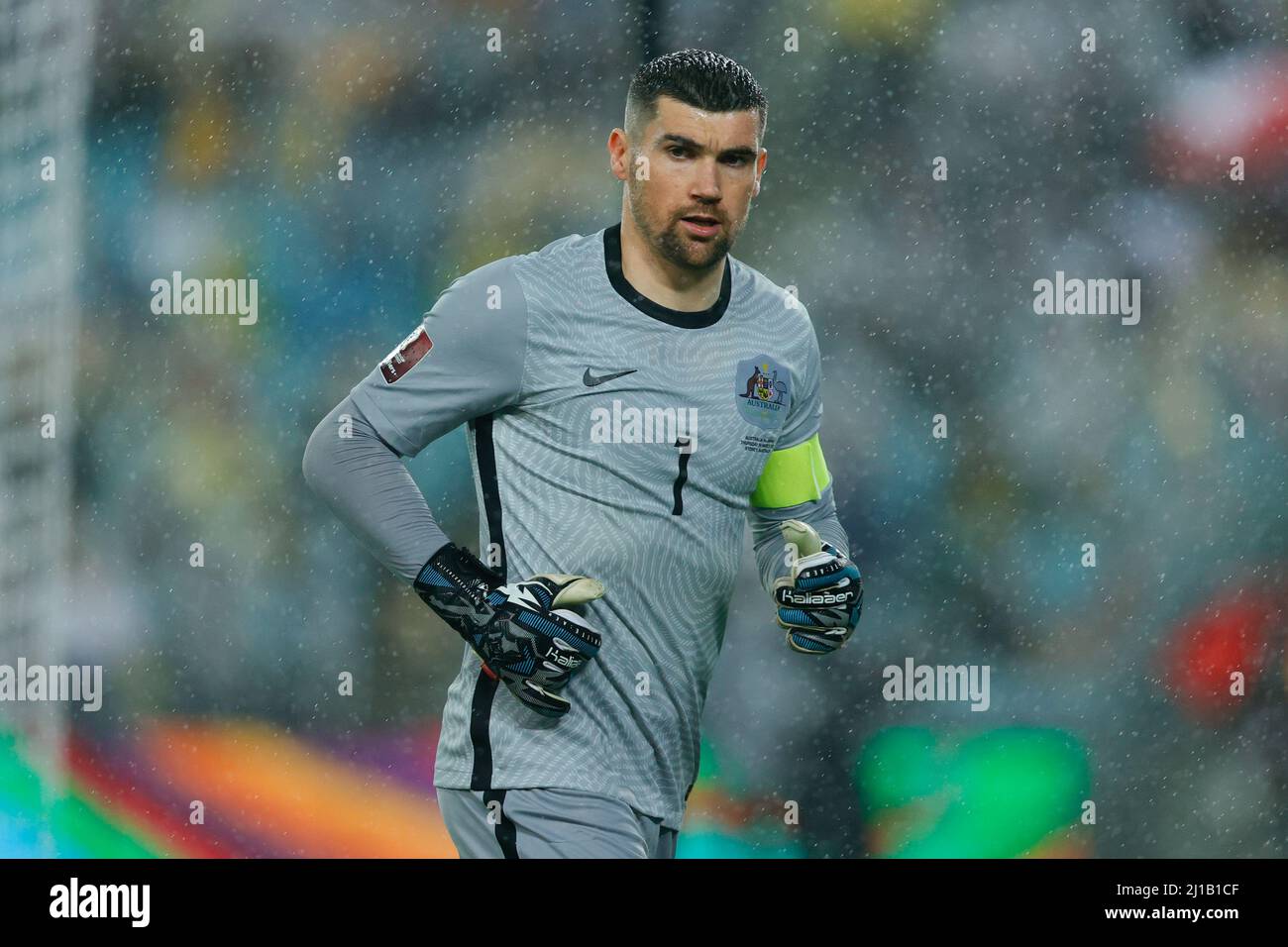 Sydney, Australia. 24th Mar, 2022. Mathew Ryan of Australia looks on during the FIFA World Cup 2022 Qualifier match between Australia and Japan at Accors Stadium, Sydney, Australia on 24 March 2022. Photo by Peter Dovgan. Editorial use only, license required for commercial use. No use in betting, games or a single club/league/player publications. Credit: UK Sports Pics Ltd/Alamy Live News Stock Photo