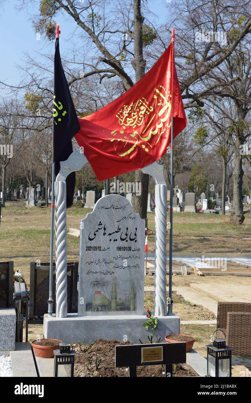 Vienna, Austria. The central cemetery in Vienna. Grave site in the Islamic department at the central cemetery Stock Photo
