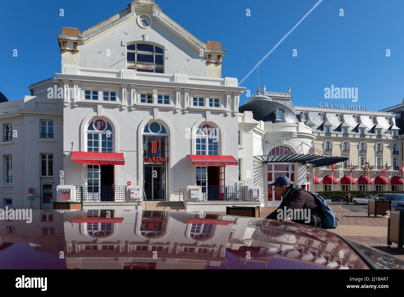 ENTRANCE TO THE CASINO IN FONT OF THE GRAND HOTEL, CABOURG, CALVADOS, NORMANDY, FRANCE Stock Photo